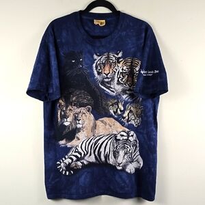 Vintage Y2K 2002 The Mountain Big Cats Panther White Tiger St. Louis Zoo tshirt